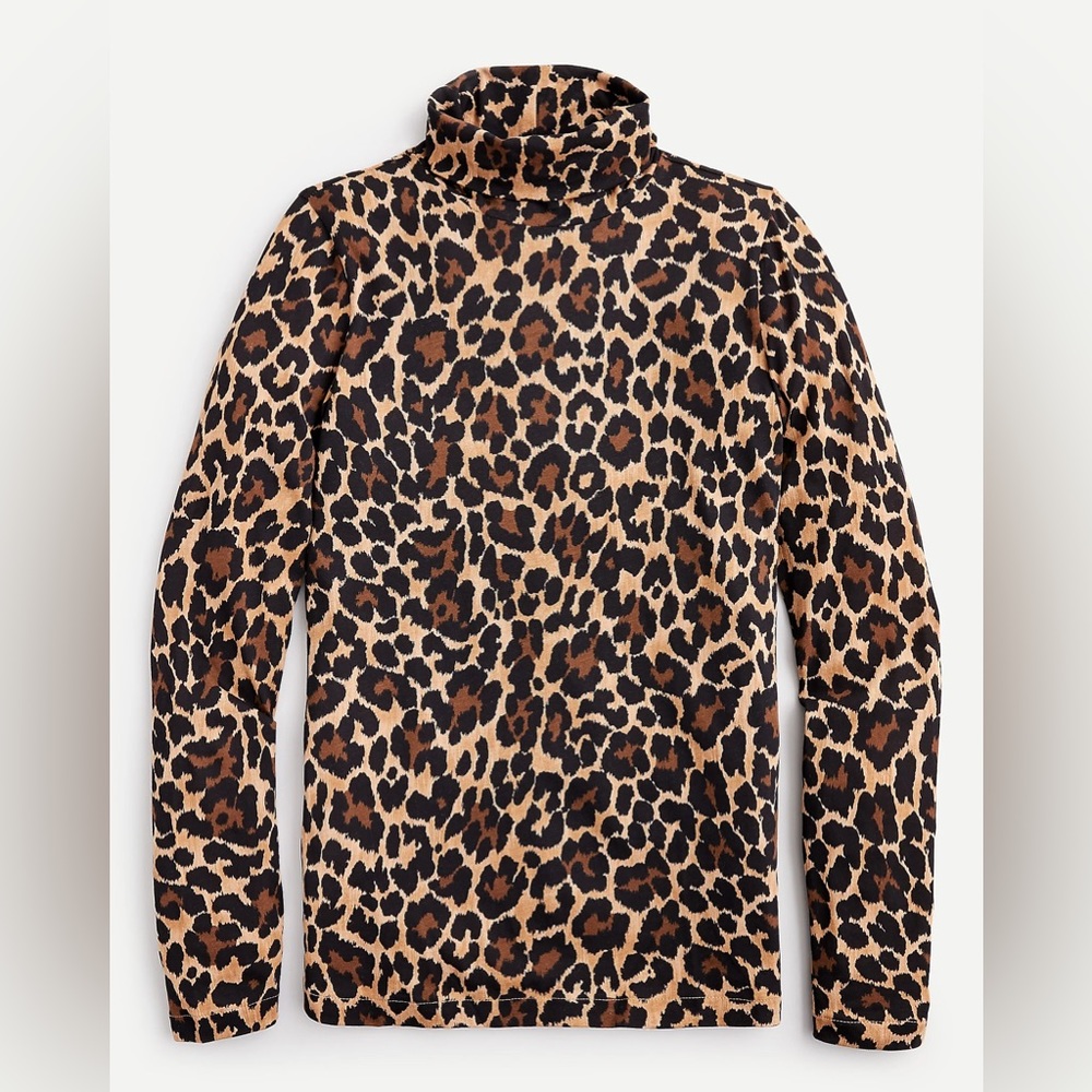 J. Crew Tissue Turtleneck in Leopard XXS